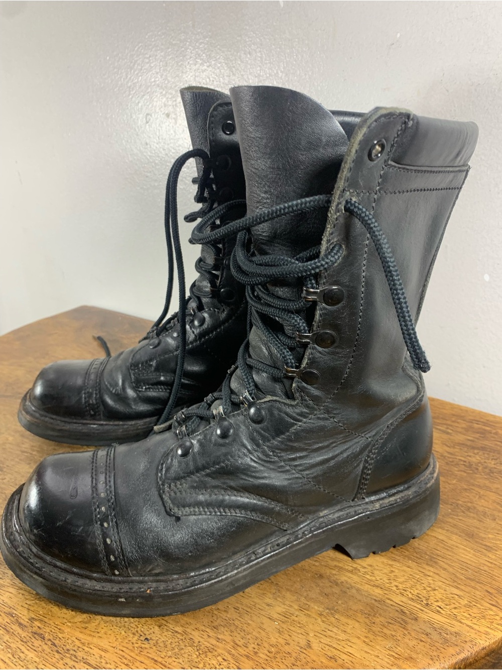 Vintage combat military  punk style leather boots